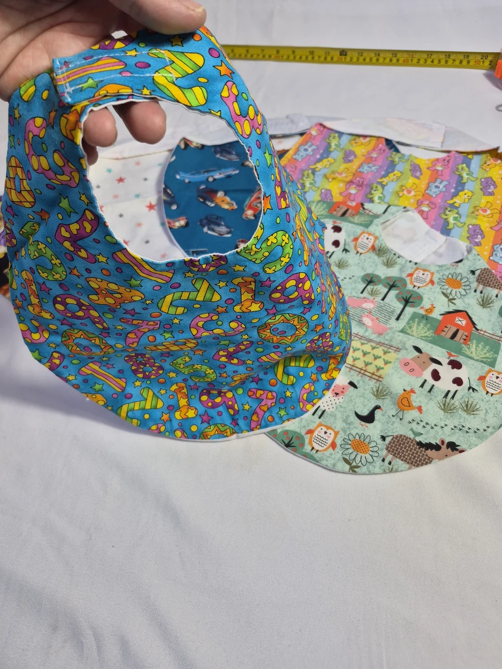 Vintage Handmade new baby cotton bibs 6 count Velcro